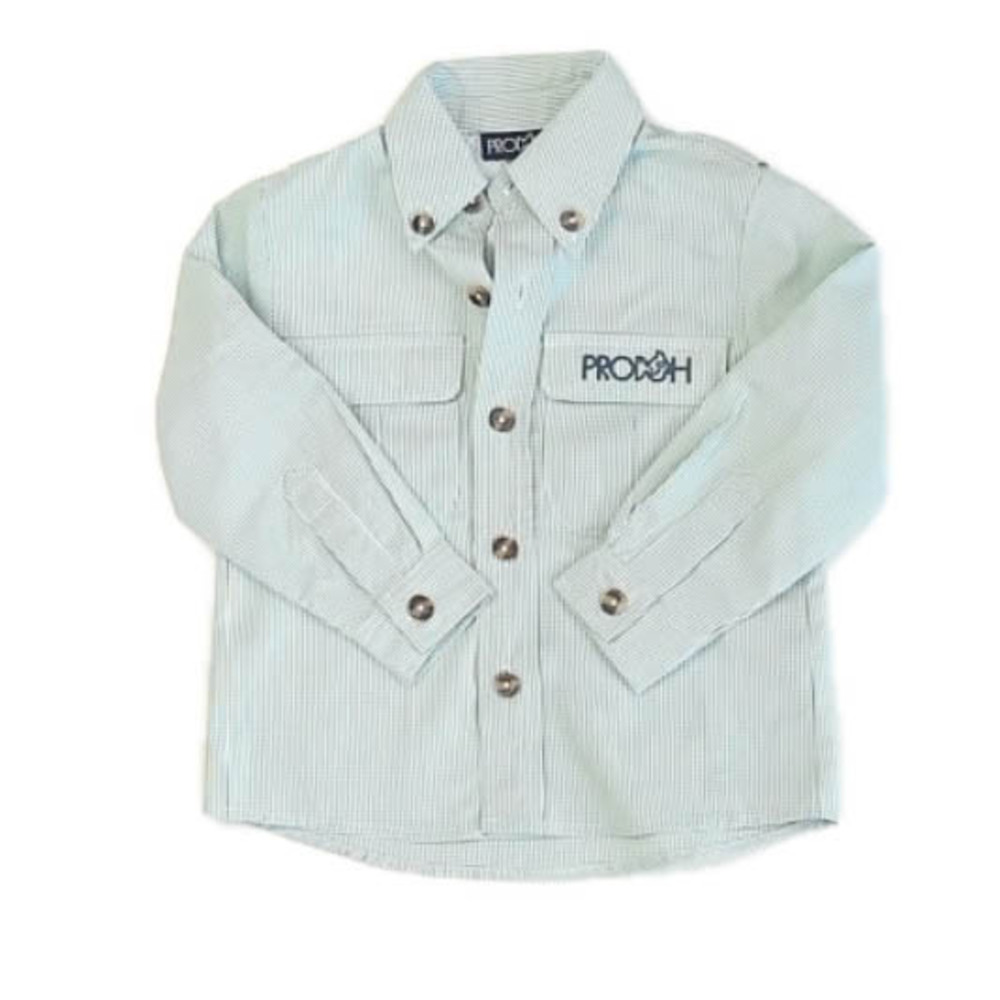 Prodah Boys Green Check Button Down Long Sleeve size: 2T
